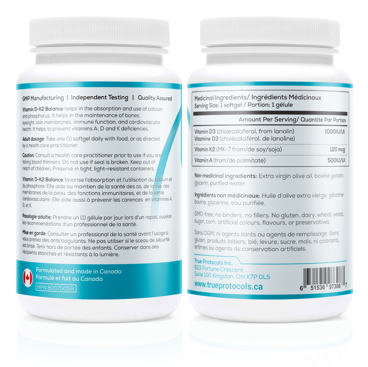 Vitamin D-K2 Balance - Optimal Calcium Absorption with Vitamin D3, K2 &amp; A