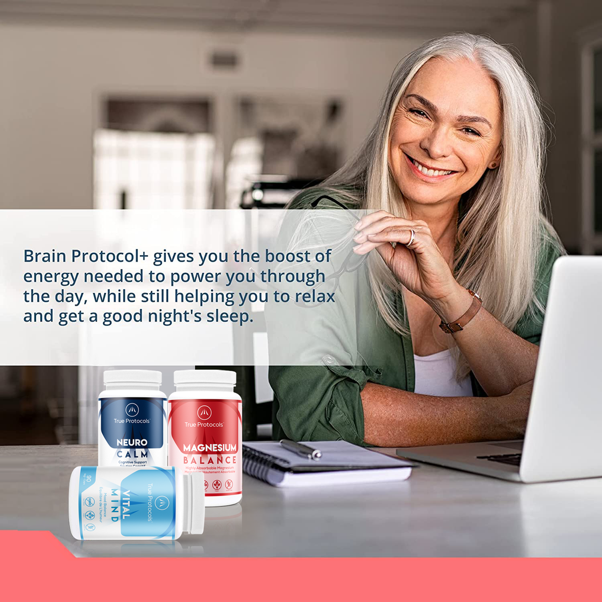 Brain Protocol+ - Neuro Calm, Vital Mind &amp; Magnesium Balance for Optimal Cognitive Health, Mood Balance, &amp; Brain Function