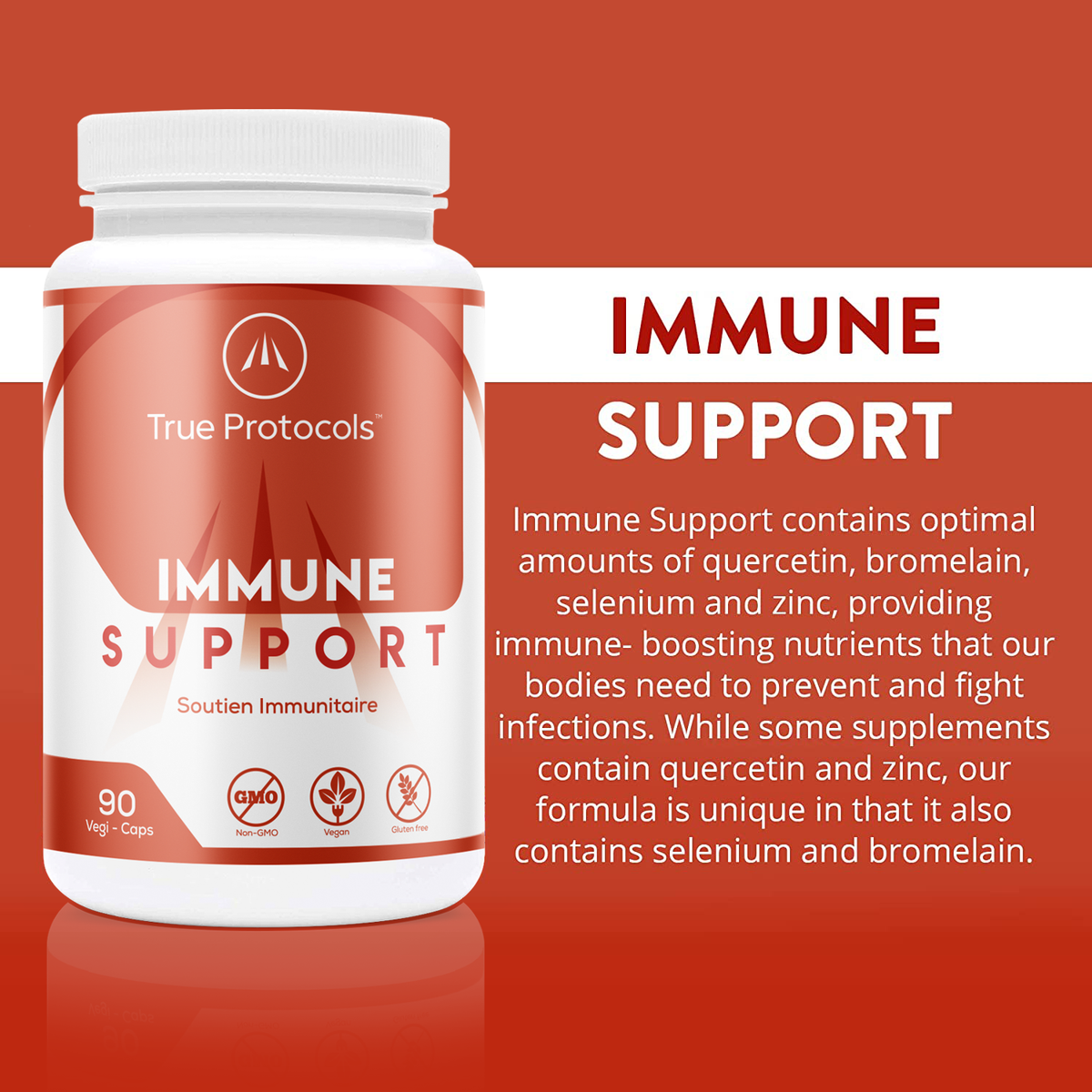 Immune Support - Boost Immune Response with Quercetin,  Bromelain, Zinc &amp; Selenium