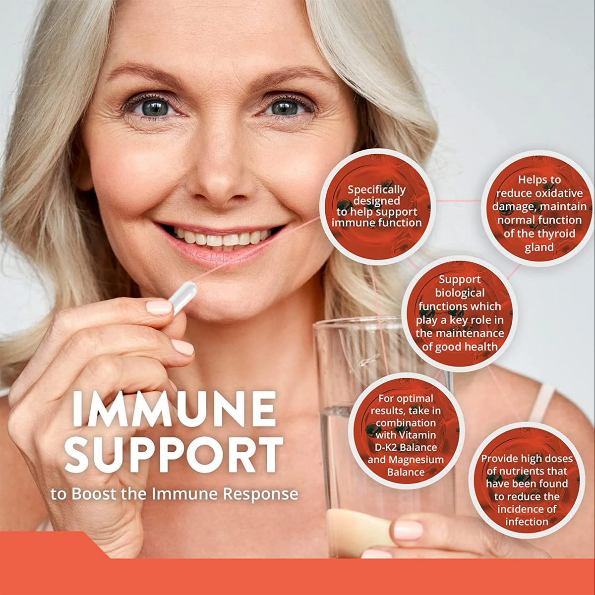 Immune Support - Boost Immune Response with Quercetin,  Bromelain, Zinc &amp; Selenium