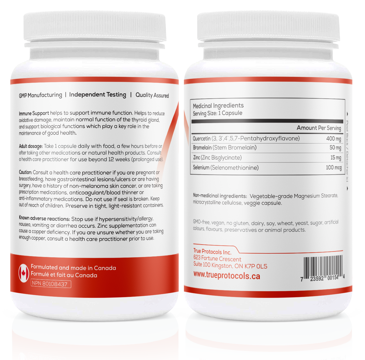 Immune Support - Boost Immune Response with Quercetin,  Bromelain, Zinc &amp; Selenium