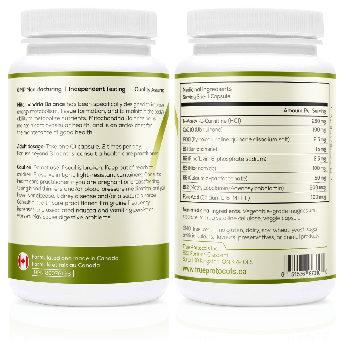 Mitochondria Balance - Optimal Energy Production with L-Carnitine, CoQ10, PQQ, B1, B2, B3, B5, B12 &amp; Folic Acid