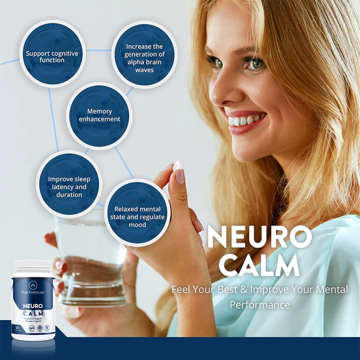 Neuro Calm - Cognitive Support with L-Theanine, GABA, Glycine, Bacopa Monnieri and Vitamin B6