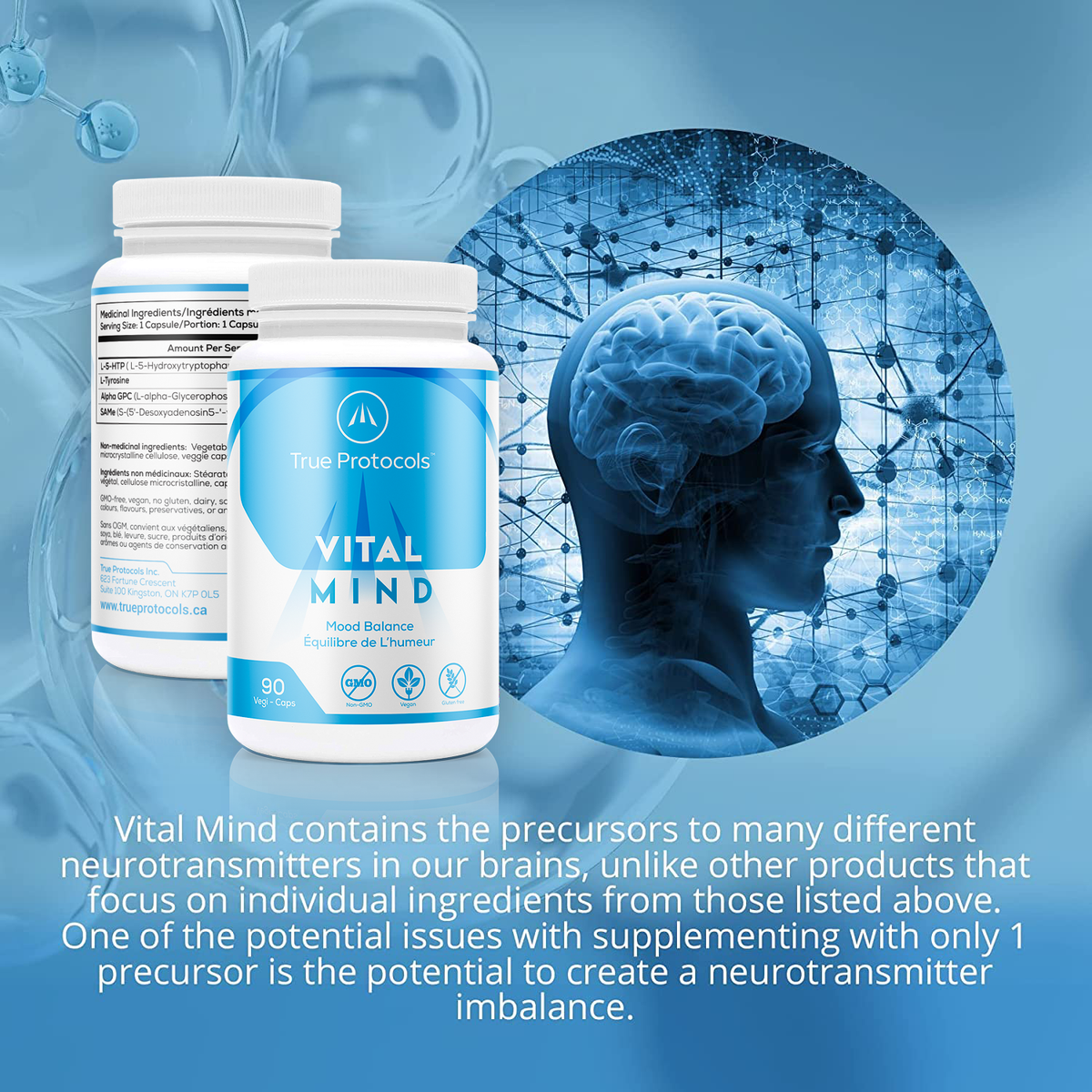 Vital Mind - Optimal Mood Balance with 5-HTP, L-Tyrosine,  Alpha GPC &amp; SAMe