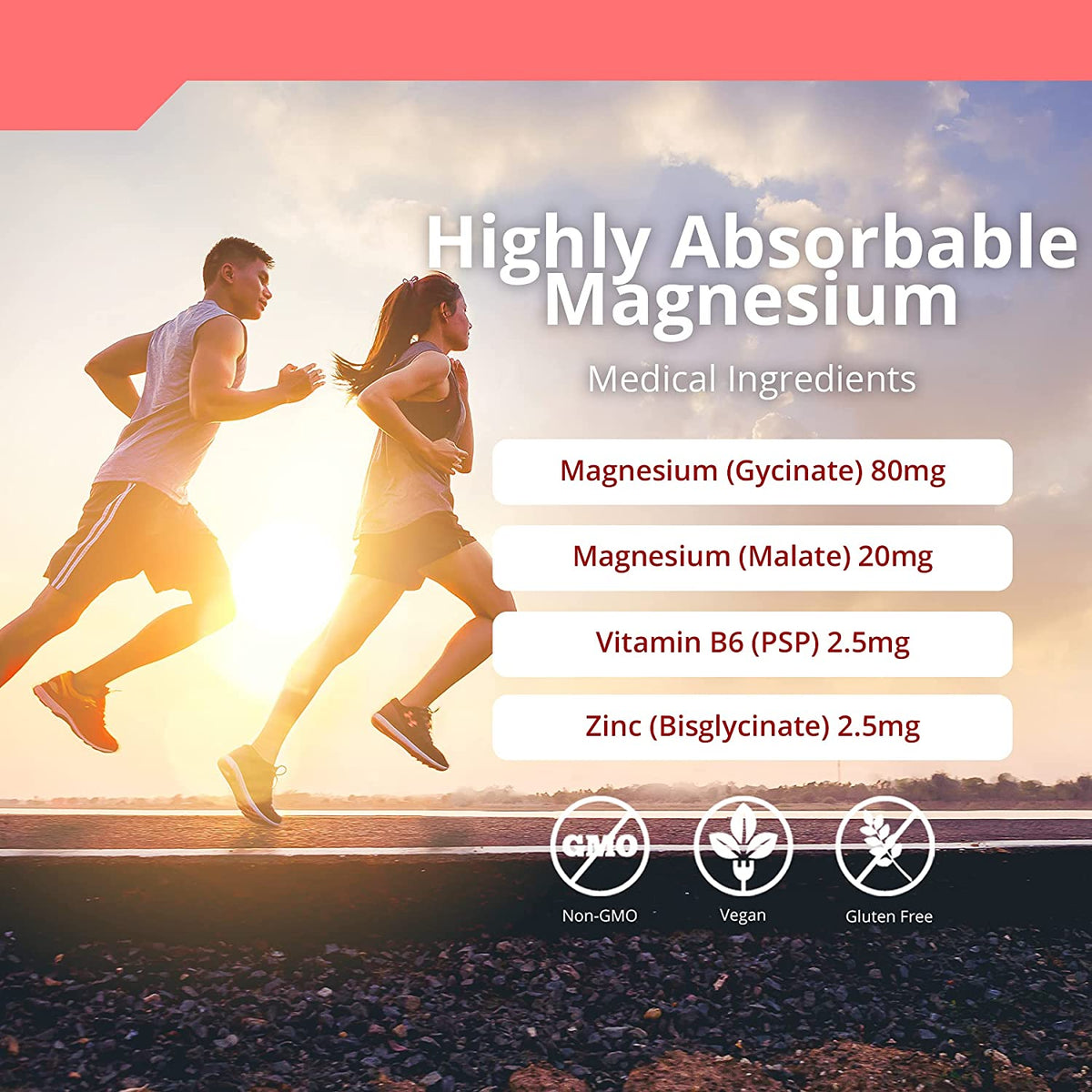 Magnesium Balance (120) - Highly Absorbable Magnesium with Vitamin B6 &amp; Zinc