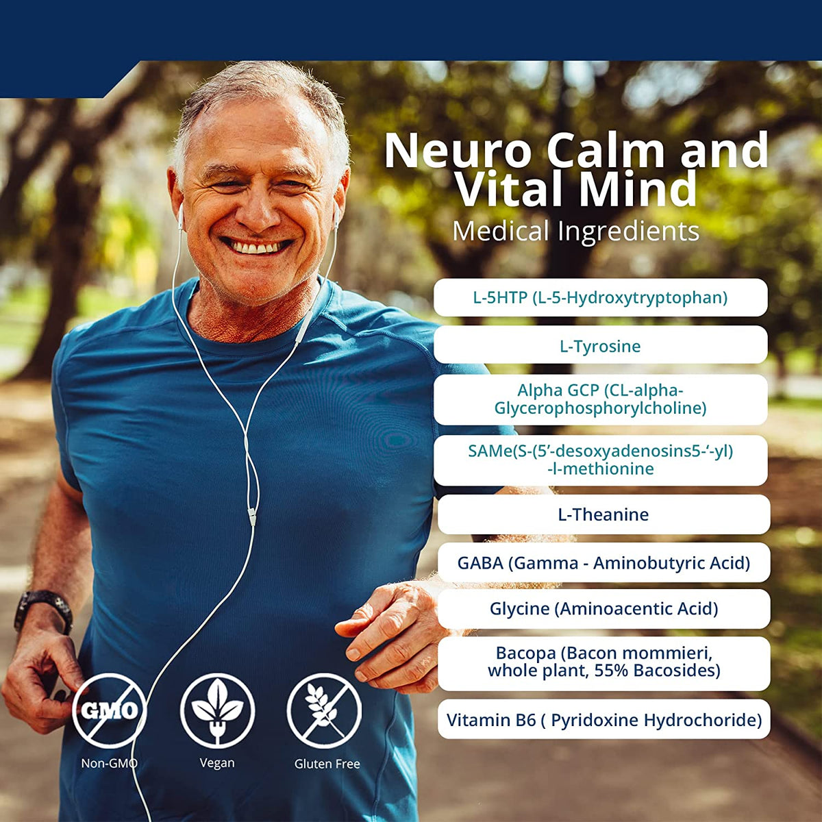 Brain Protocol - Neuro Calm &amp; Vital Mind for Optimal Cognitive Health, Mood Balance, &amp; Brain Function