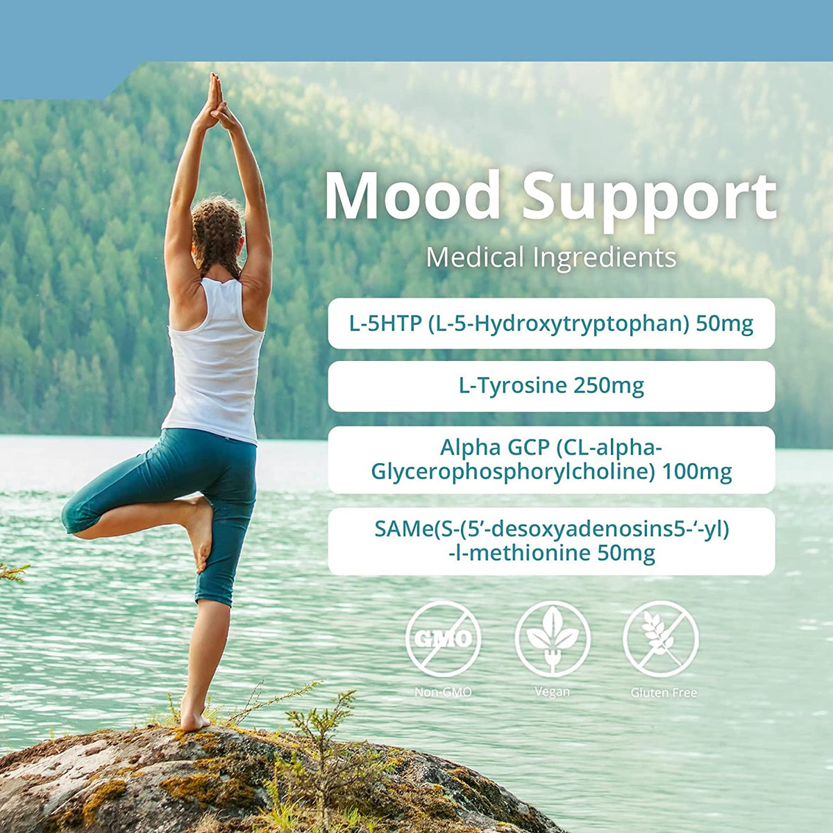 Vital Mind - Optimal Mood Balance with 5-HTP, L-Tyrosine,  Alpha GPC &amp; SAMe