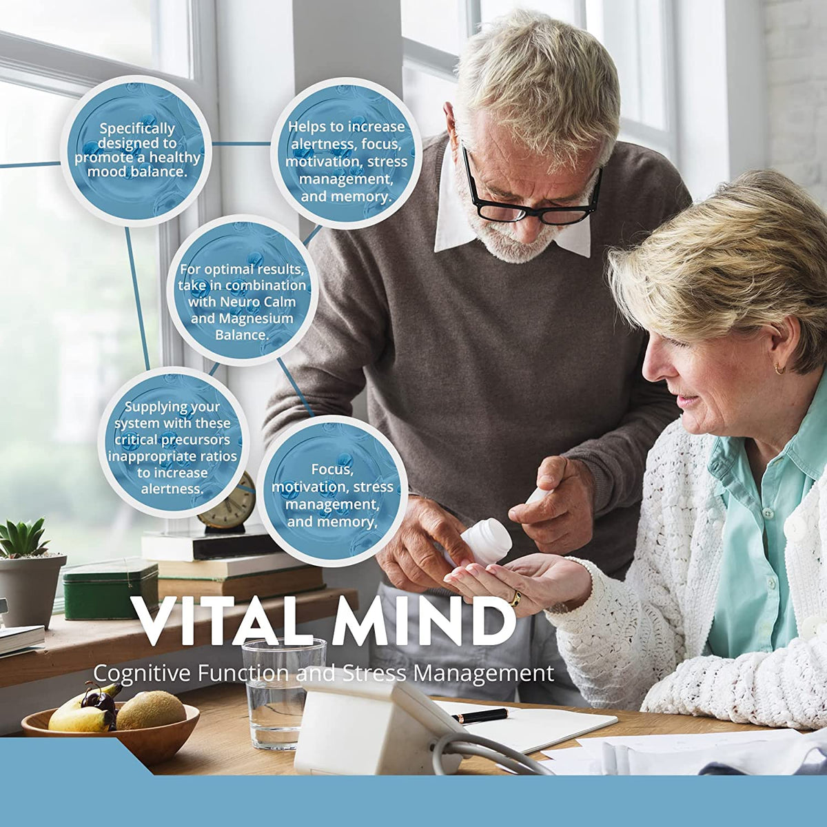 Vital Mind - Optimal Mood Balance with 5-HTP, L-Tyrosine,  Alpha GPC &amp; SAMe