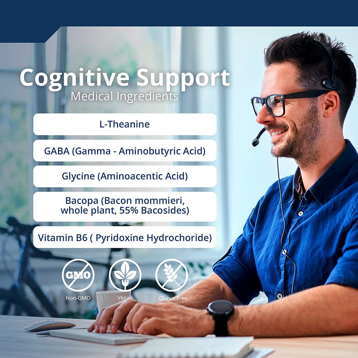 Neuro Calm - Cognitive Support with L-Theanine, GABA, Glycine, Bacopa Monnieri and Vitamin B6
