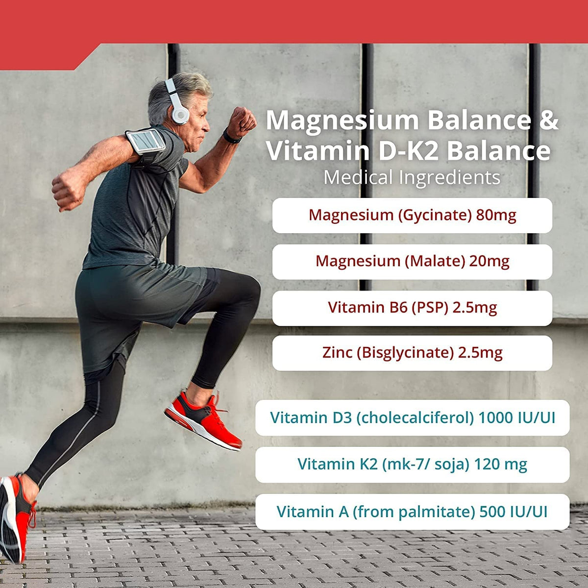 Muscle Protocol - Magnesium Balance &amp; Vitamin D-K2 Balance - Bioavailable Capsules for Optimal Muscle Function, Bone Health, Stress Relief, and Sleep