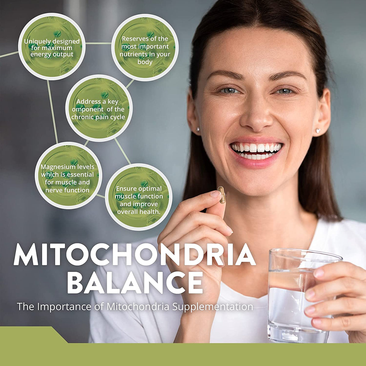 Mitochondria Balance - Optimal Energy Production with L-Carnitine, CoQ10, PQQ, B1, B2, B3, B5, B12 &amp; Folic Acid